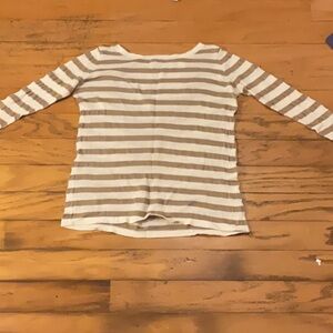 Mimi Maternity Cream and Brown Striped Top